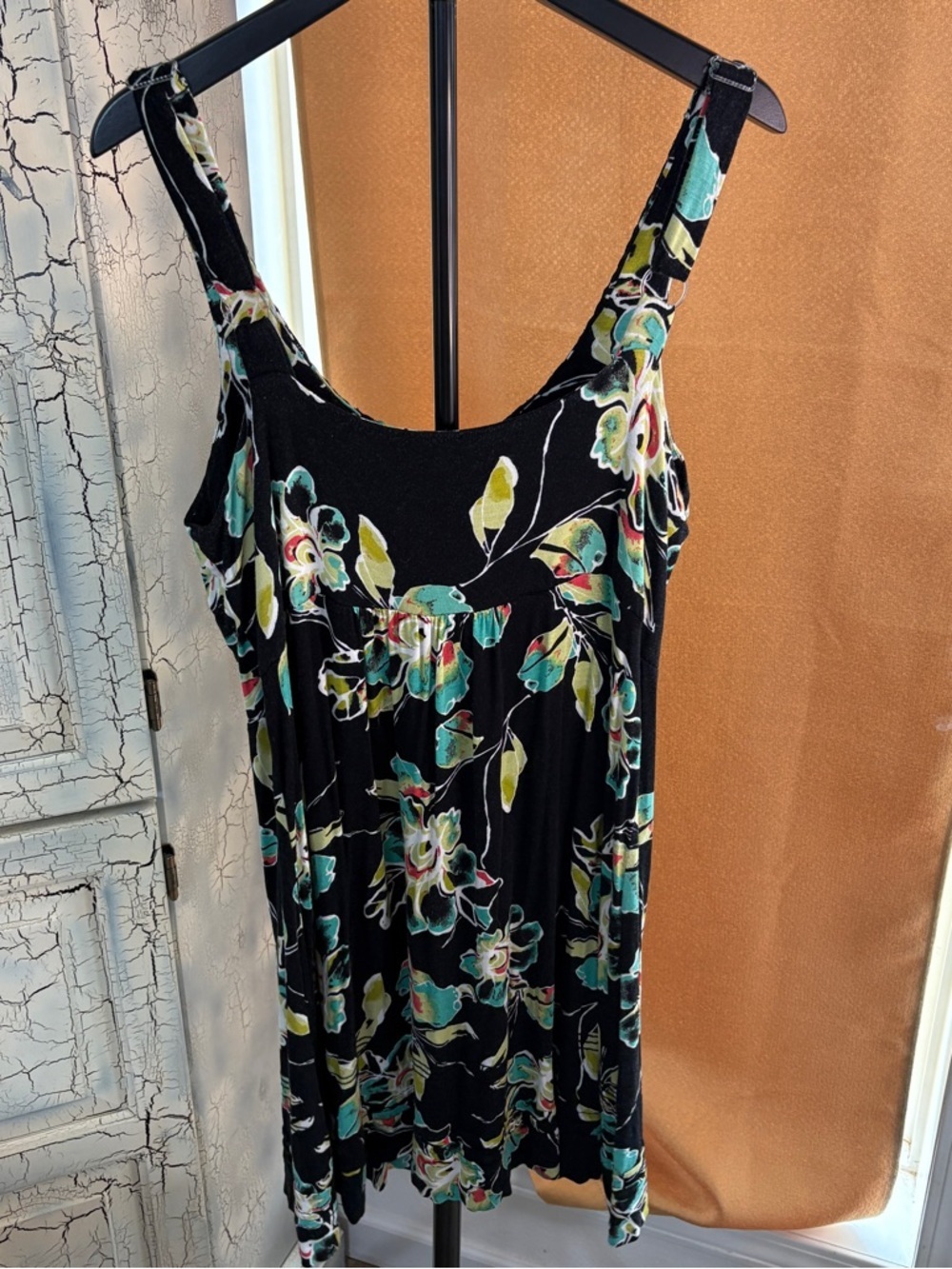 American Rag Floral Beaded Mini Dress Sleeveless Boho Black Women's OX (XL) - Picture 3 of 7